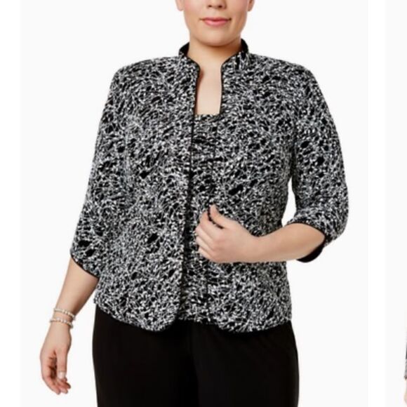 Alex Evening Foiled Print Tank Top & Blazer 2 Piece Set - Picture 1 of 6